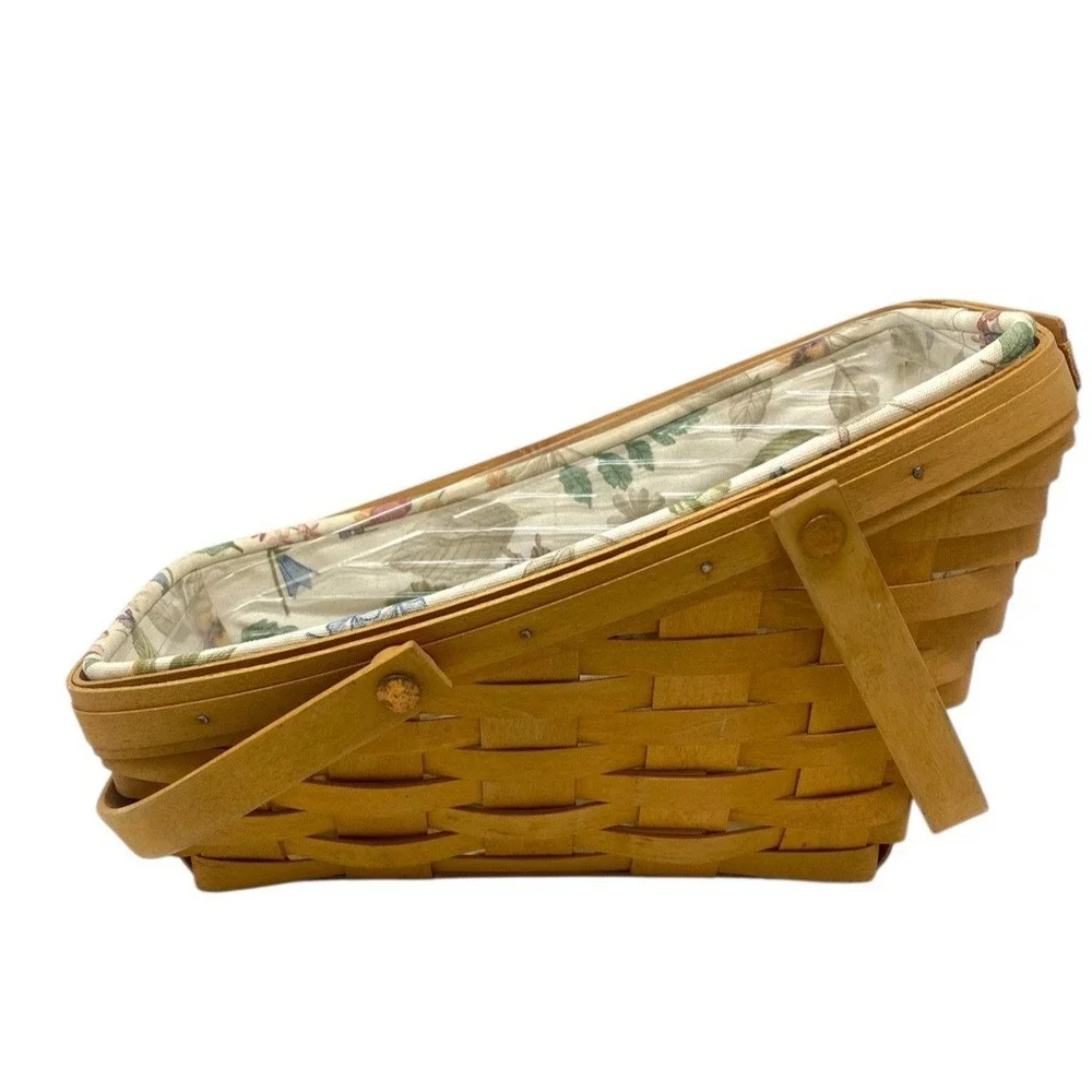 VTG Longaberger Vegetable Basket with Nature Floral Liner & Protector Year 2000